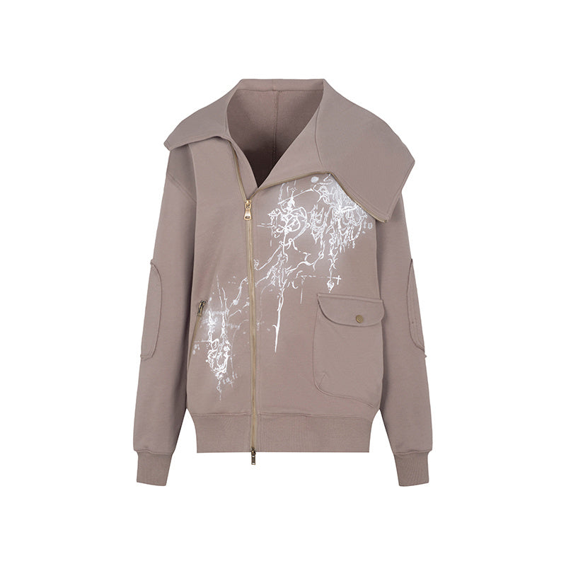 Asymmetric Lazy Style Hoodie For Women - Oat regular style / S