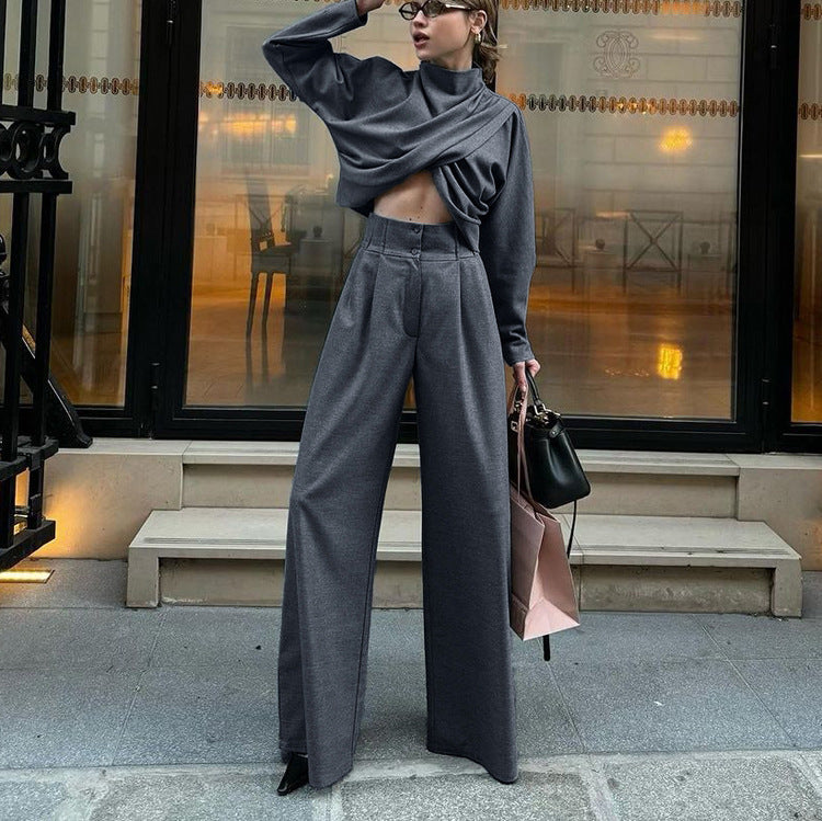 Gray Temperament Trousers High-End Fashion Online