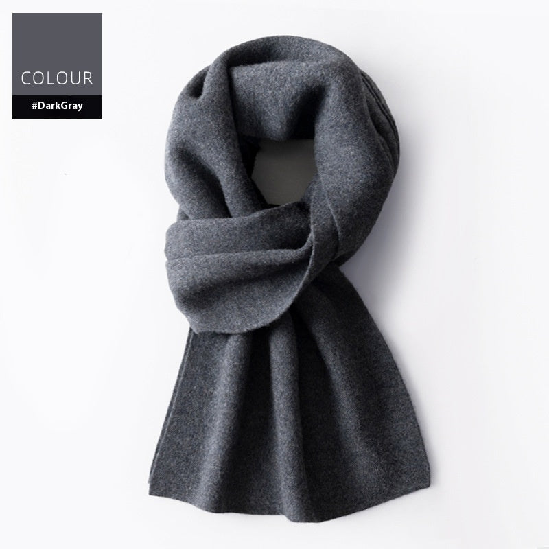 Wool Scarf Men’s Winter Plaid Double-sided Scarf - 1988 Dark Gray / 180x30cm