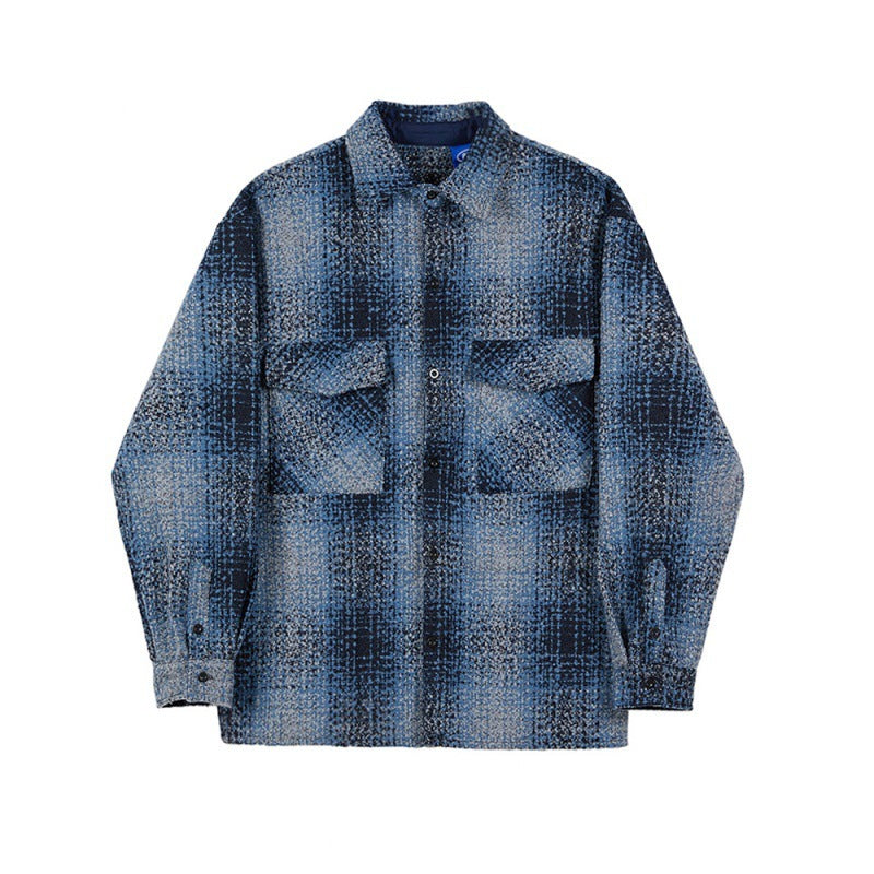 Men’s Large Plaid Shirt Casual Loose Jacket