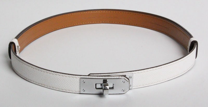 H home new kelly leather thin belt - White silver buckle
