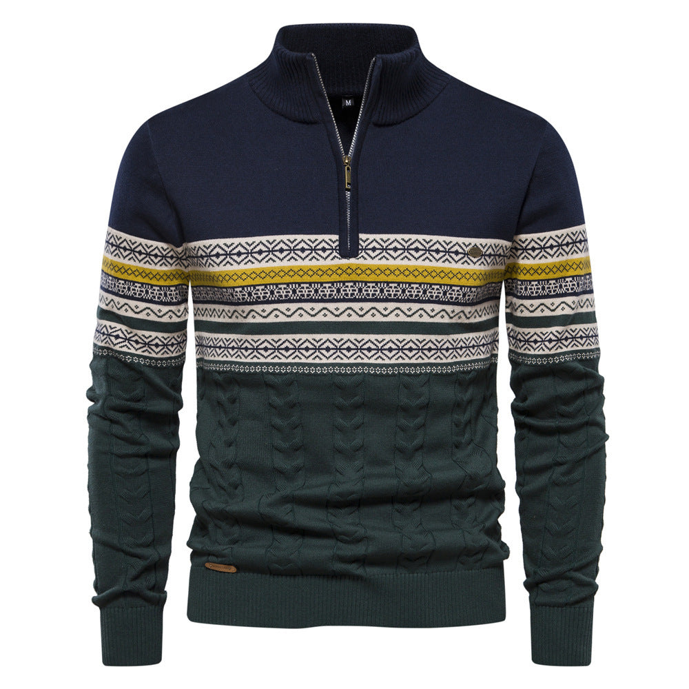 Men’s Fashion Stand-up Collar All-match Half Zipper Sweater