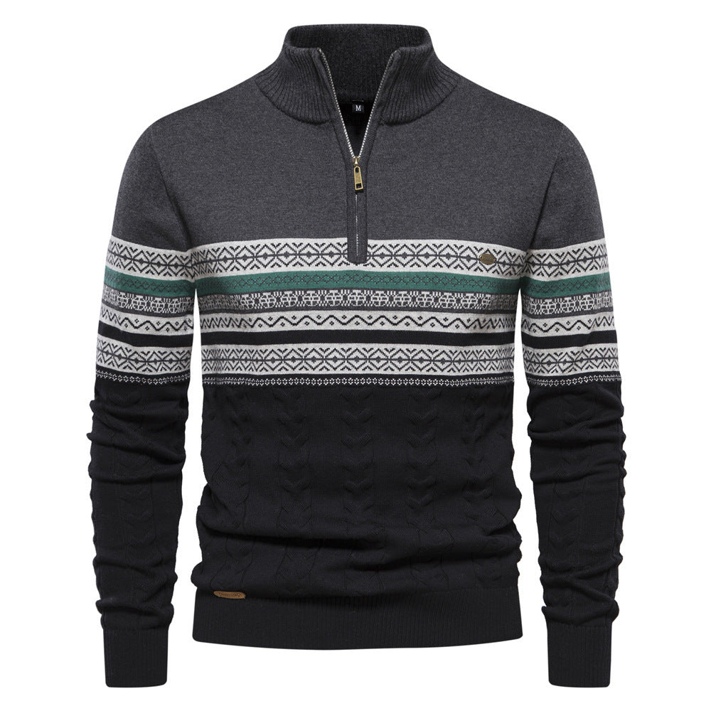 Men’s Fashion Stand-up Collar All-match Half Zipper Sweater - Dark Gray At The Upper End / S