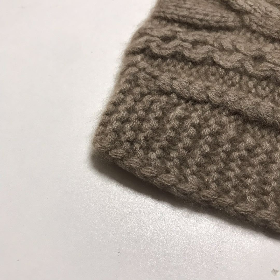 Hand-knitted cashmere warm hat with brim - Purple hat / L
