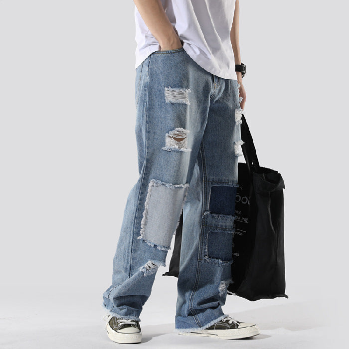 Ins French Overalls Men’s Baggy Daddy Pants