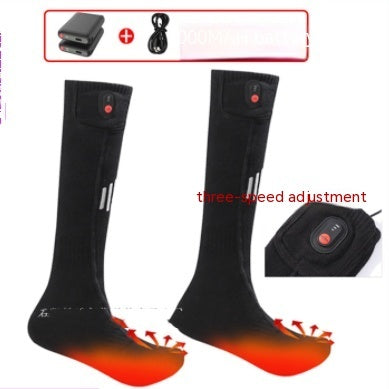 New Adjustable Temperature Heating Socks Intelligent Temperature Control Cold Protection - Blackbatterycharging cable