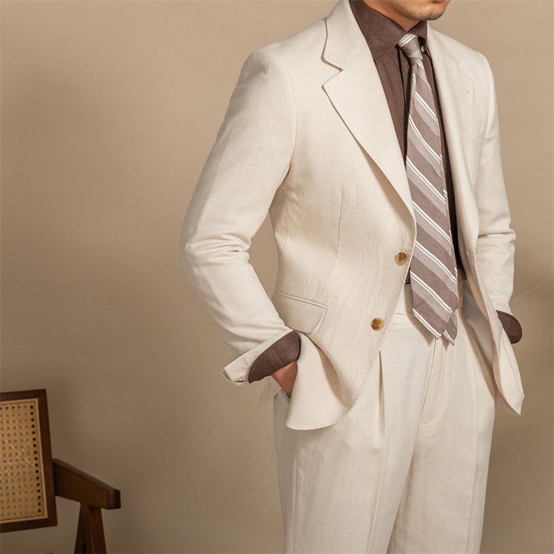 Hemp Texture Half Lined Slim Fit Men’s Suit