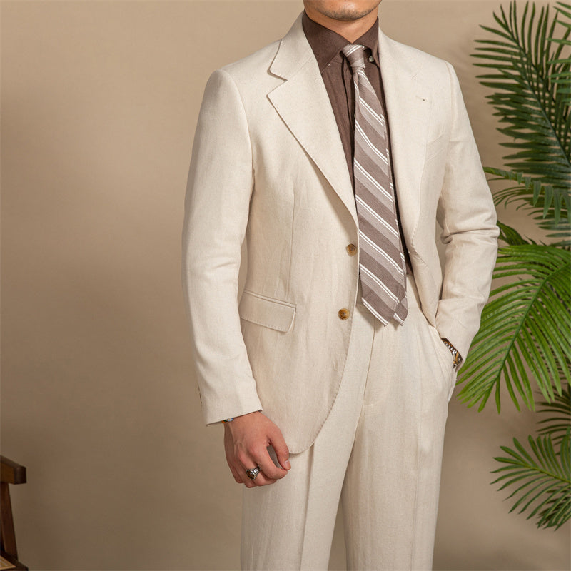 Hemp Texture Half Lined Slim Fit Men’s Suit