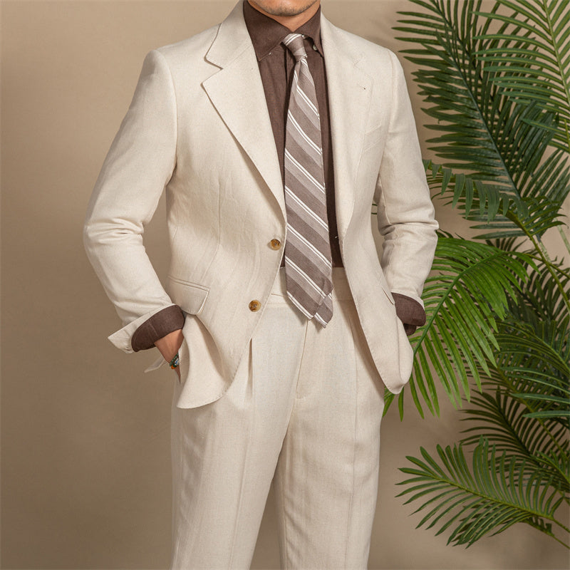 Hemp Texture Half Lined Slim Fit Men’s Suit