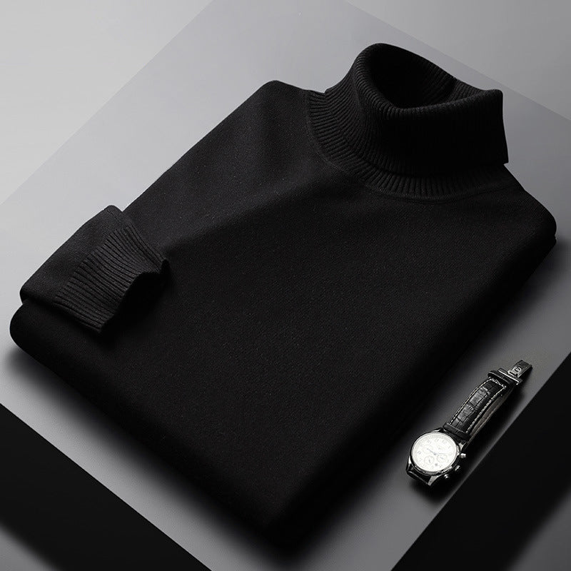 High Collar Warm Sweater Bottoming Shirt - Turtleneck Sweater Black / M