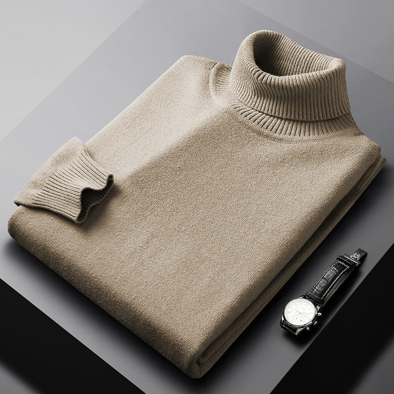 High Collar Warm Sweater Bottoming Shirt - Turtleneck Sweater Camel / M