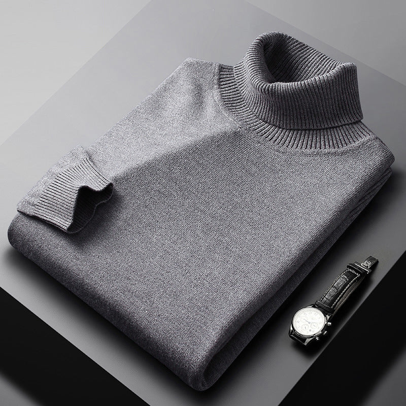 High Collar Warm Sweater Bottoming Shirt - Turtleneck Sweater Dark Gray / M