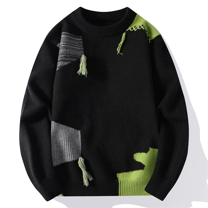 High Quality Sweater Men’s Korean-style Youth Fashion - Black / M