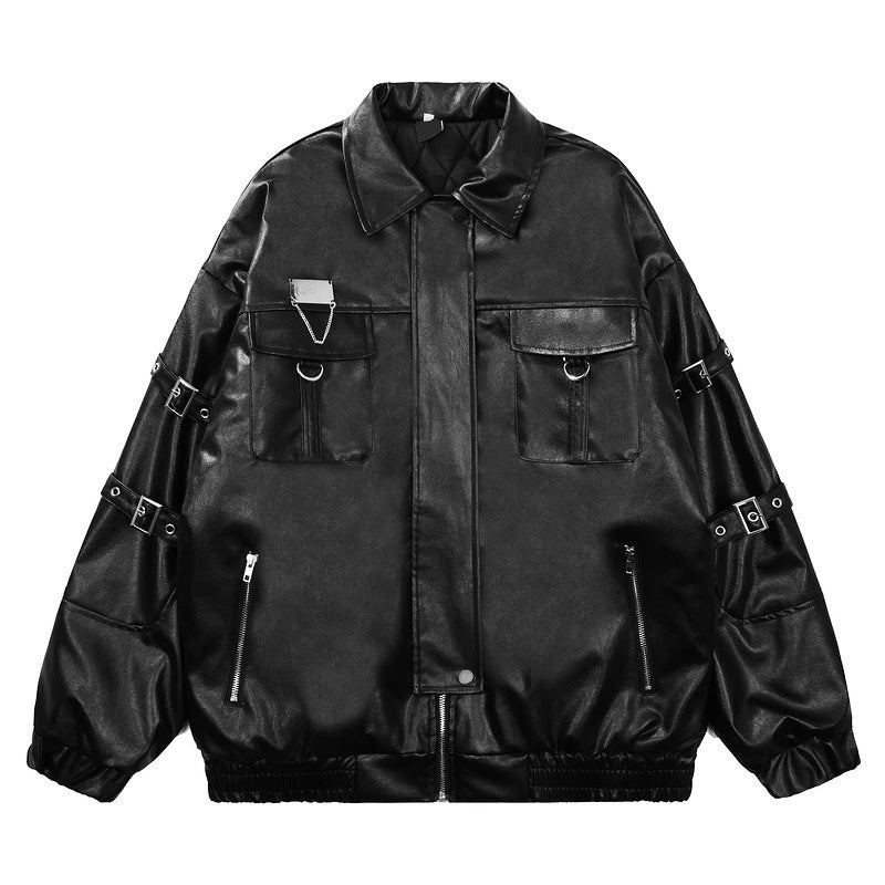 High Street Hot Sale PU Leather Jacket Coat - Black Quilted / M