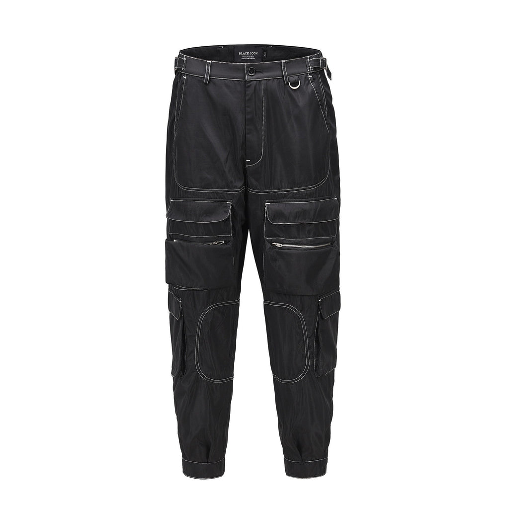 Velcro Strappy Pants Street Trendy Pants - Black / M