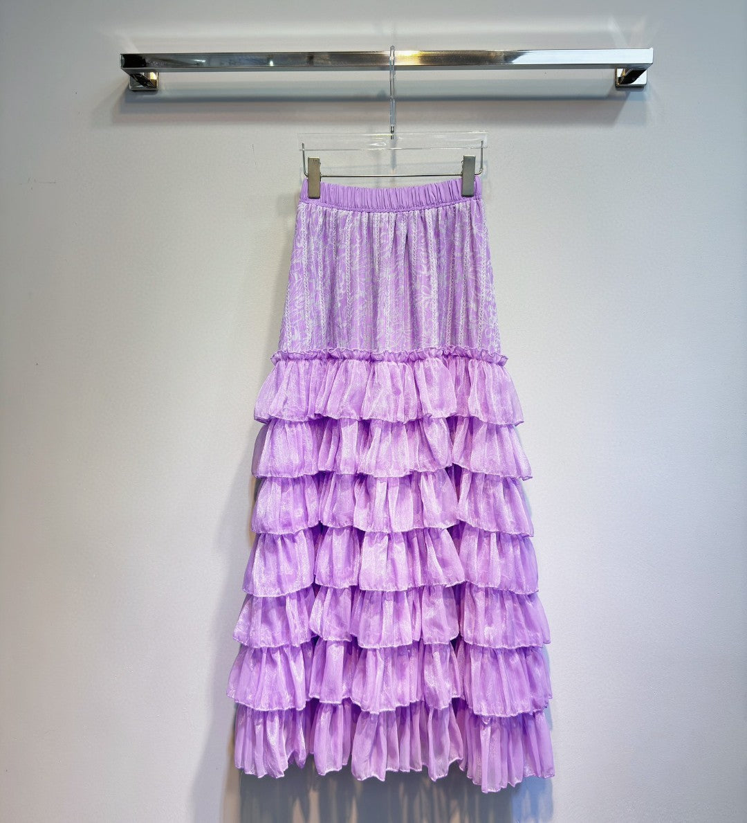 High Waist Heavy Industry Stitching Design Cake Dress - Light Purple / S