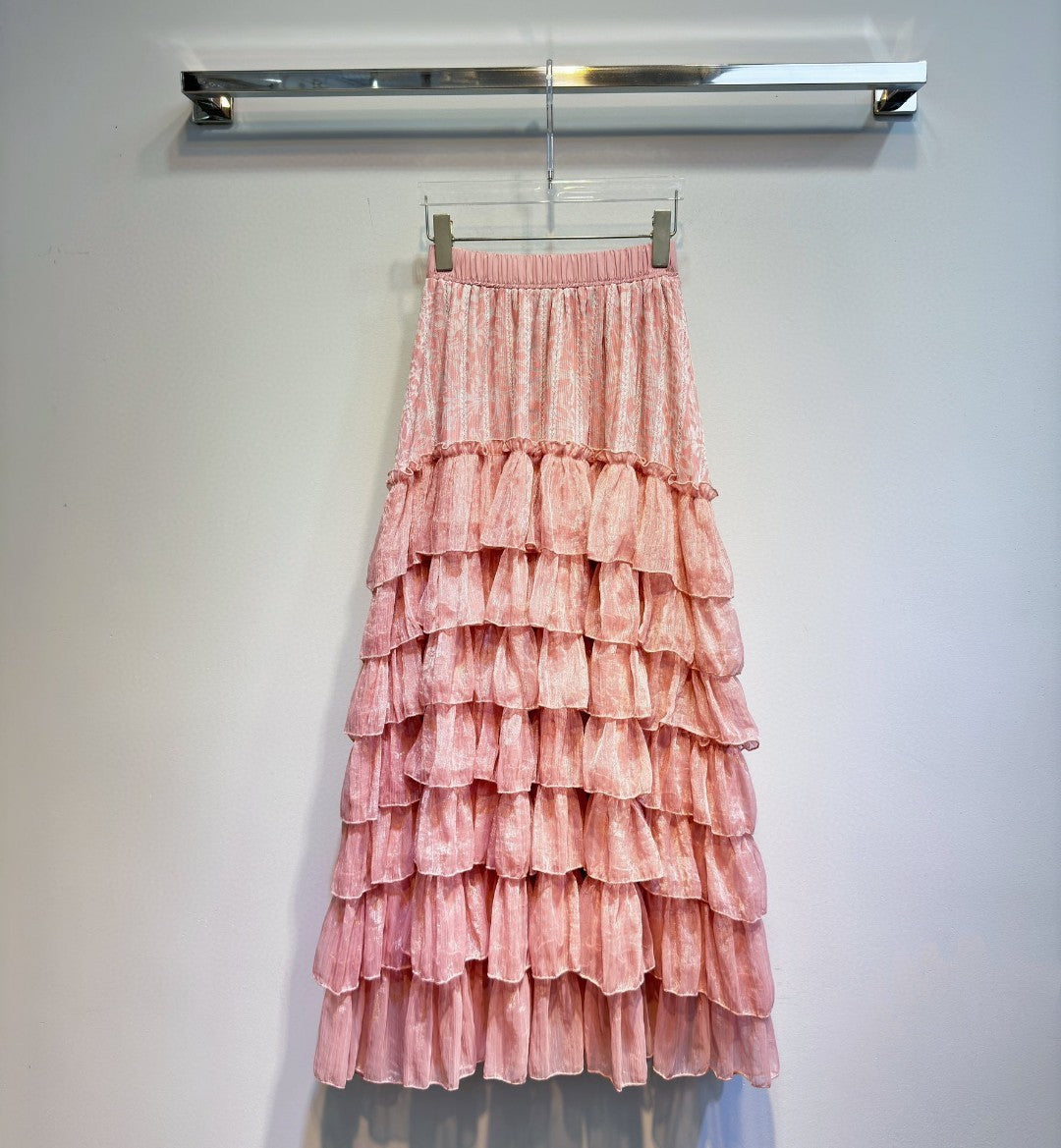 High Waist Heavy Industry Stitching Design Cake Dress - Pink / S