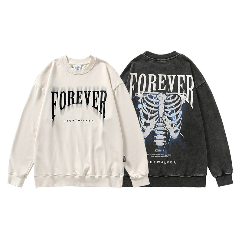 Wash Water Crewneck Hoodie Men’s Niche Retro Autumn Couple Top
