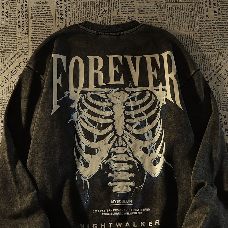 Wash Water Crewneck Hoodie Men’s Niche Retro Autumn Couple Top