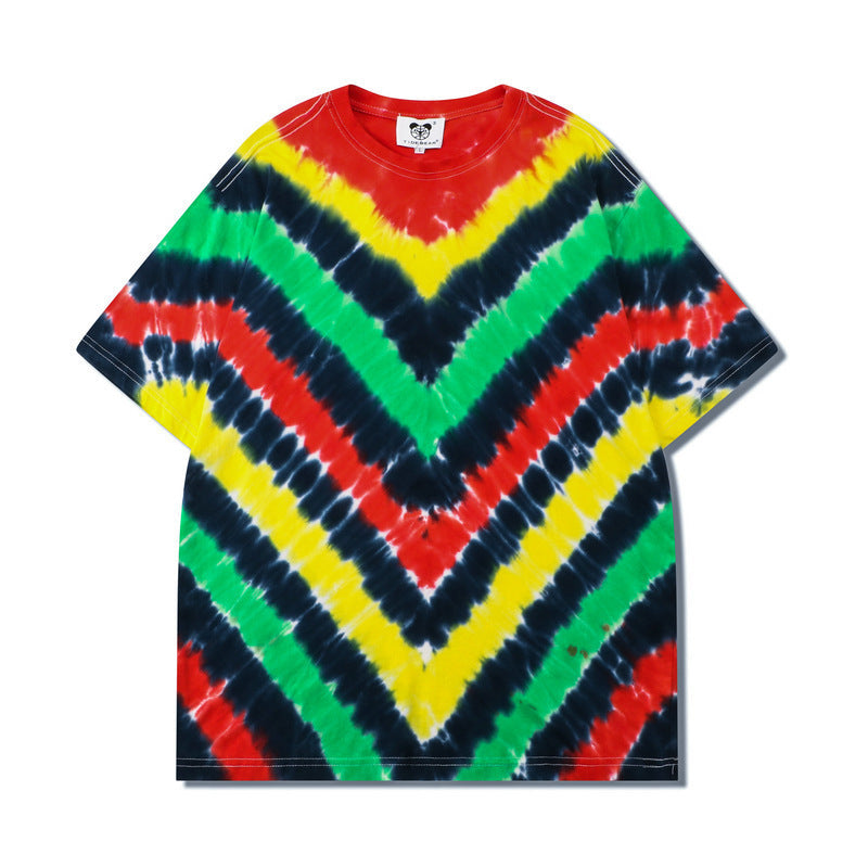 Hip Hop T-Shirt Striped Swirl Half Sleeves - ZR31 / S