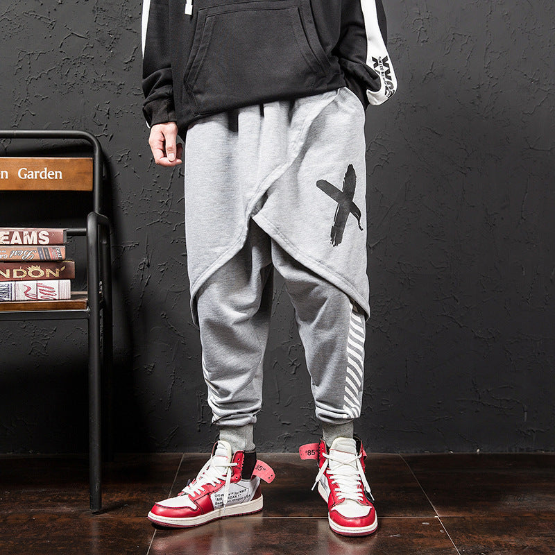 Japanese Hip-Hop Trend Printing Casual Pants Men - Grey / 5XL