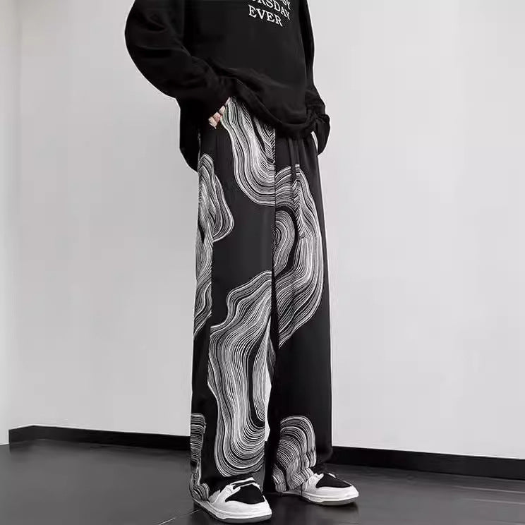 Summer Thin Hong Kong Casual Baggy Straight Trousers