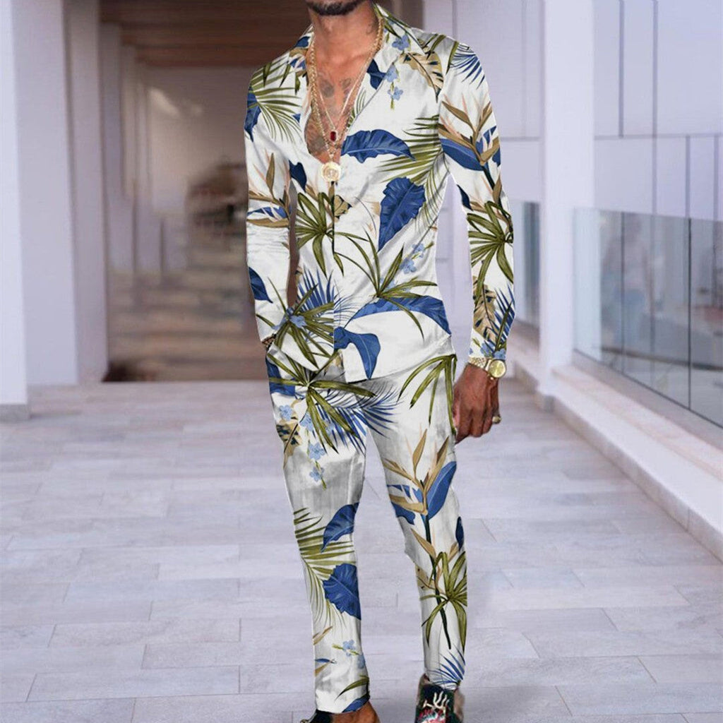 Hip Hop Hong Kong Style Fashion 3D Printing Casual Long Sleeve Shirt Suit