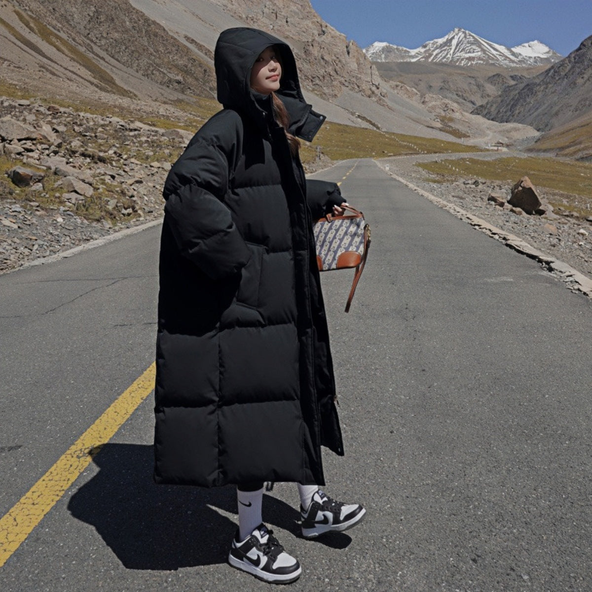 Winter New Mid-length Loose Hong Kong Style Bread Coat Cotton-padded Coat - Black / S