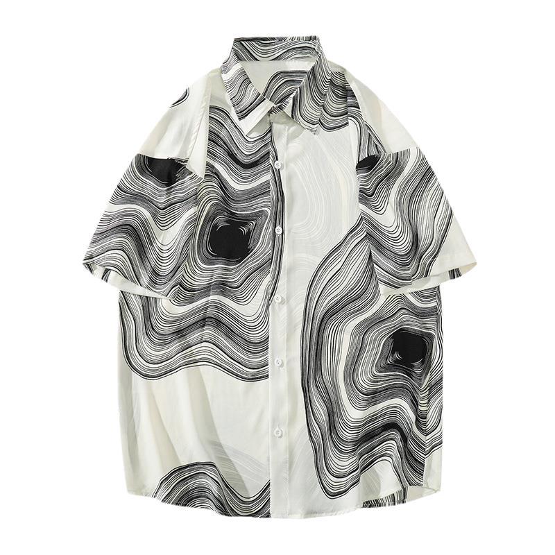 Summer Menswear Shirt Hong Kong Style Fashionable Temperament Short Sleeve