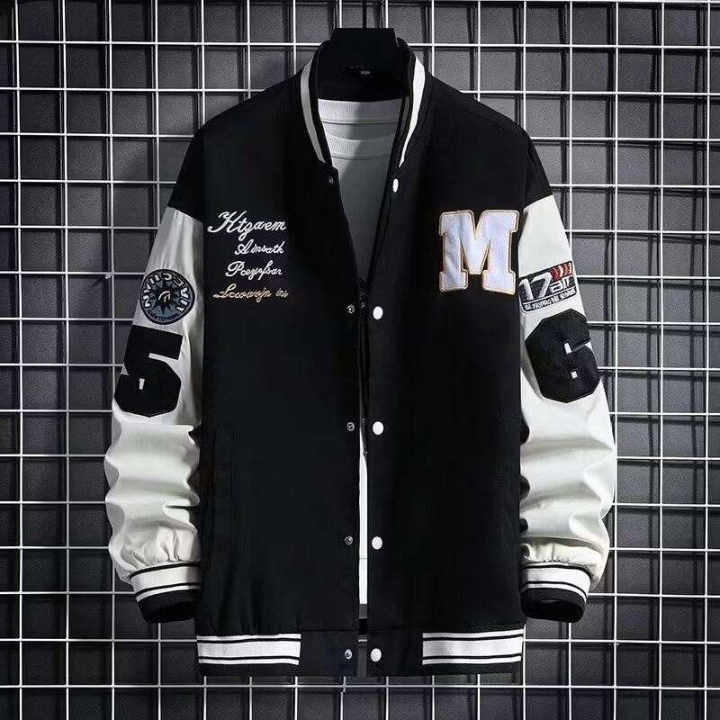 Junior High School Student Baseball Jacket Loose Hong Kong Style - Black / M