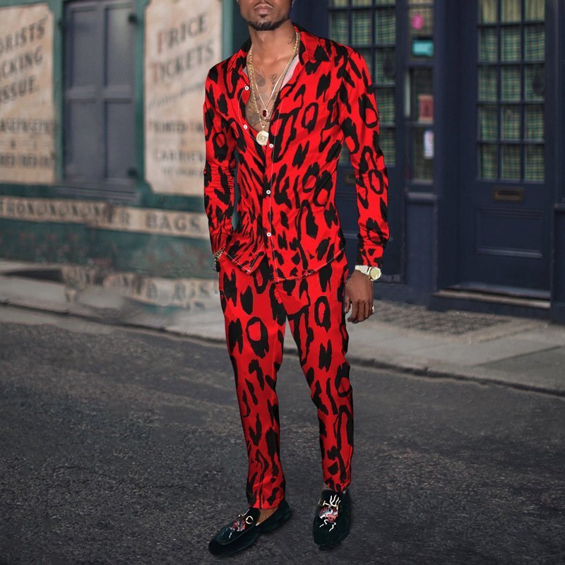 Hip Hop Hong Kong Style Fashion 3D Printing Casual Long Sleeve Shirt Suit