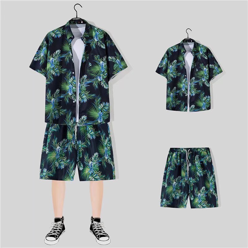 Men’s Shorts Shirt Trendy Summer Loose Casual Two-piece Suit