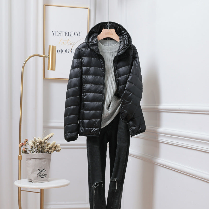 Lightweight Down Jacket Women’s Plus-sized Plus Size Ultra-thin - Black / S