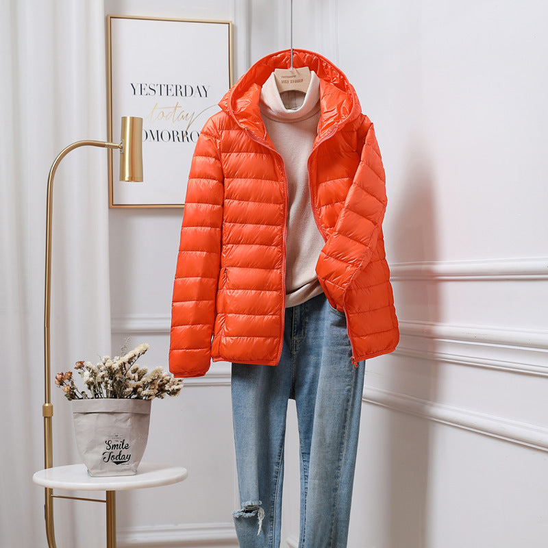 Lightweight Down Jacket Women’s Plus-sized Plus Size Ultra-thin - Orange / S