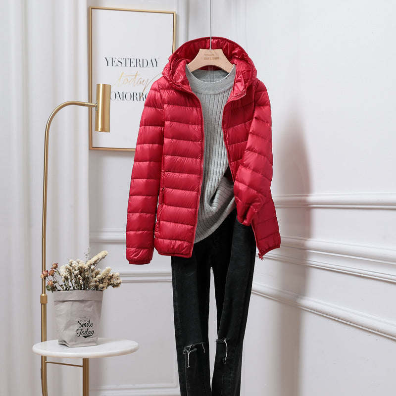 Lightweight Down Jacket Women’s Plus-sized Plus Size Ultra-thin - Red / S