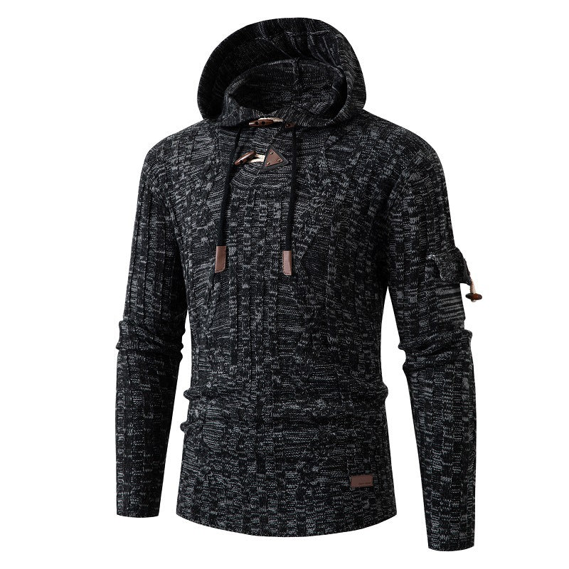 Horn Button Slim Fit Men’s Sweater - Black / S