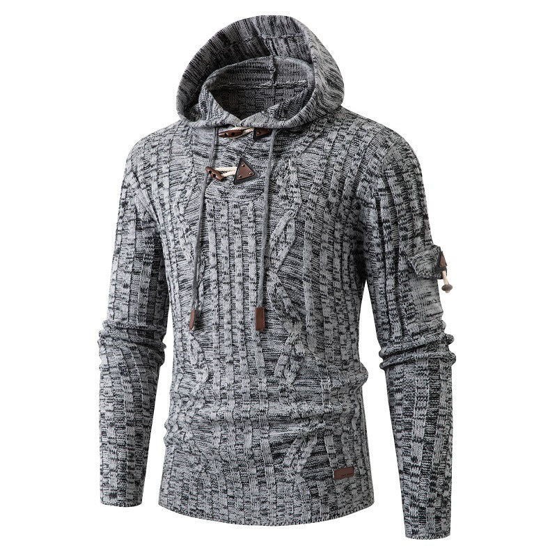 Horn Button Slim Fit Men’s Sweater - Gray / S
