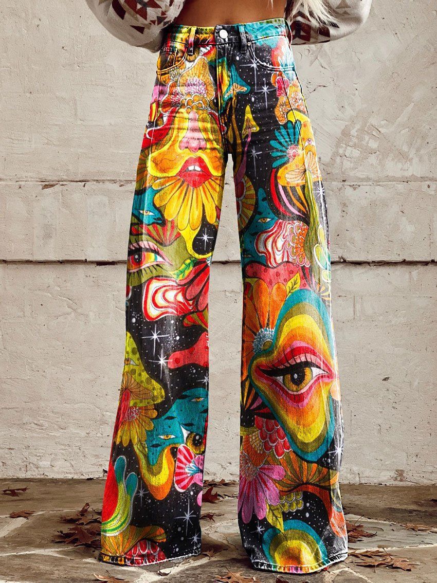 Horn Simulation Denim Trousers Loose Pants For Women - Z8 / S