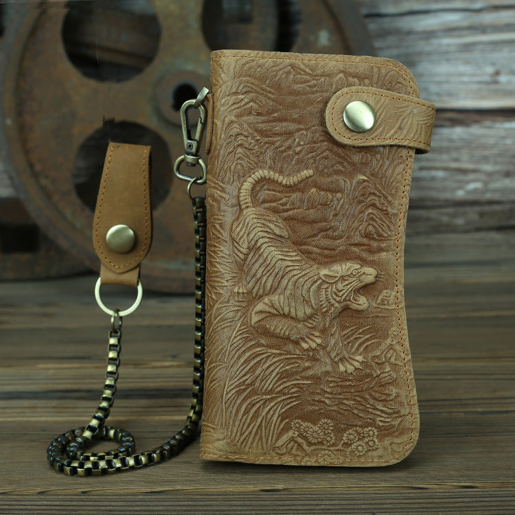 Horseskin Men’s Bag Keyring Purse - Light brown tiger