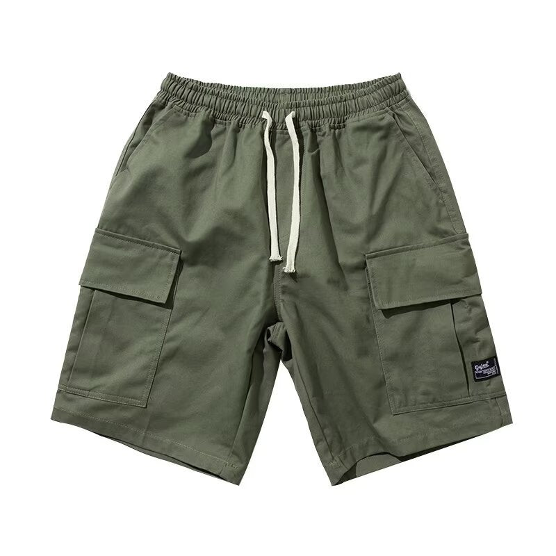 Summer Hong Kong Style Short Sleeve Shirt Coat Shorts Three-piece Suit - Green Shorts Single / S