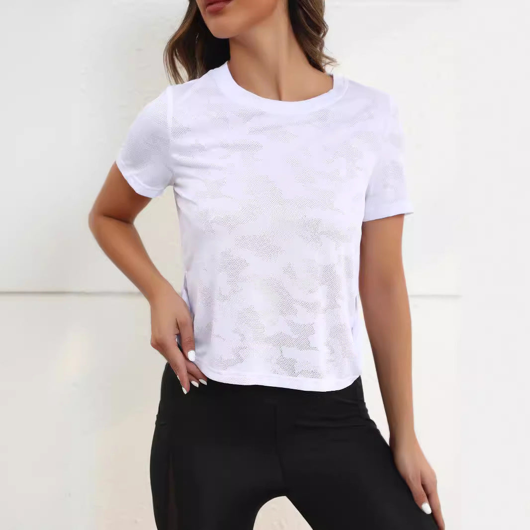 Ice Silk Short Sleeve T-shirt Women’s Quick-drying Running Fitness Exercise