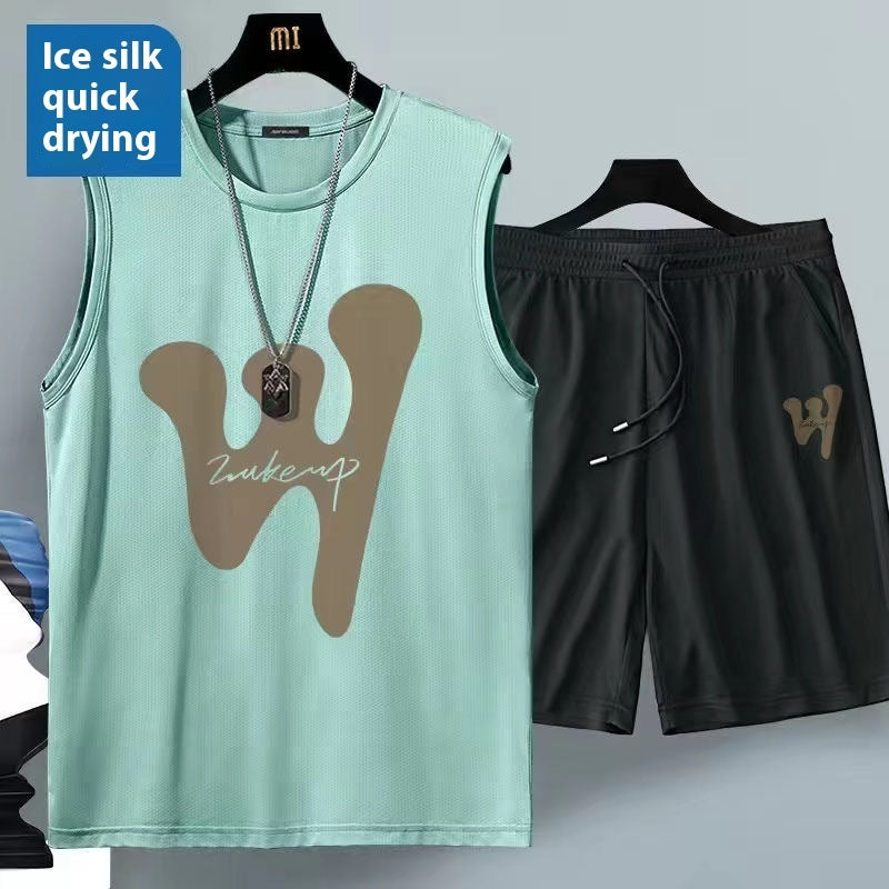 Summer Sleeveless Vest Suit Men’s Sports And Leisure - Bean Green / M