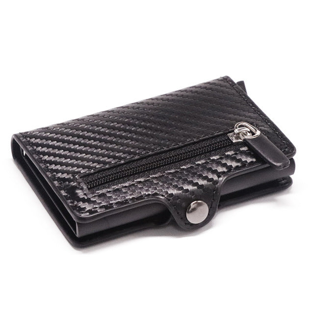 Ion Carbon Fiber Wallet Men Slim Wallet Anti-theft Card Case - Black