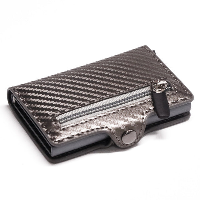 Ion Carbon Fiber Wallet Men Slim Wallet Anti-theft Card Case - Gray