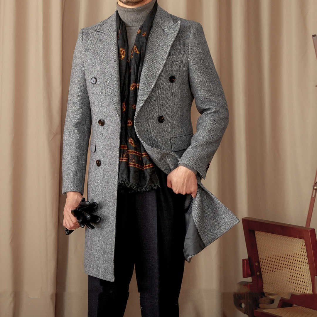 Italian Slim Fit Warm Coat For Men - Sky Gray / 2XL