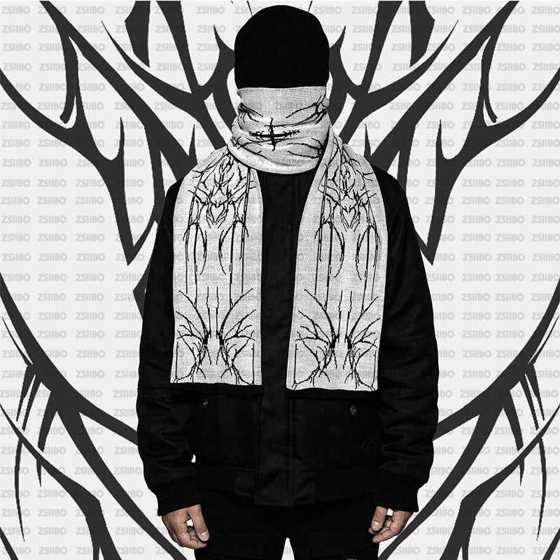 Dark Street Style Winter New Warm Scarf - Black / Above 175cm