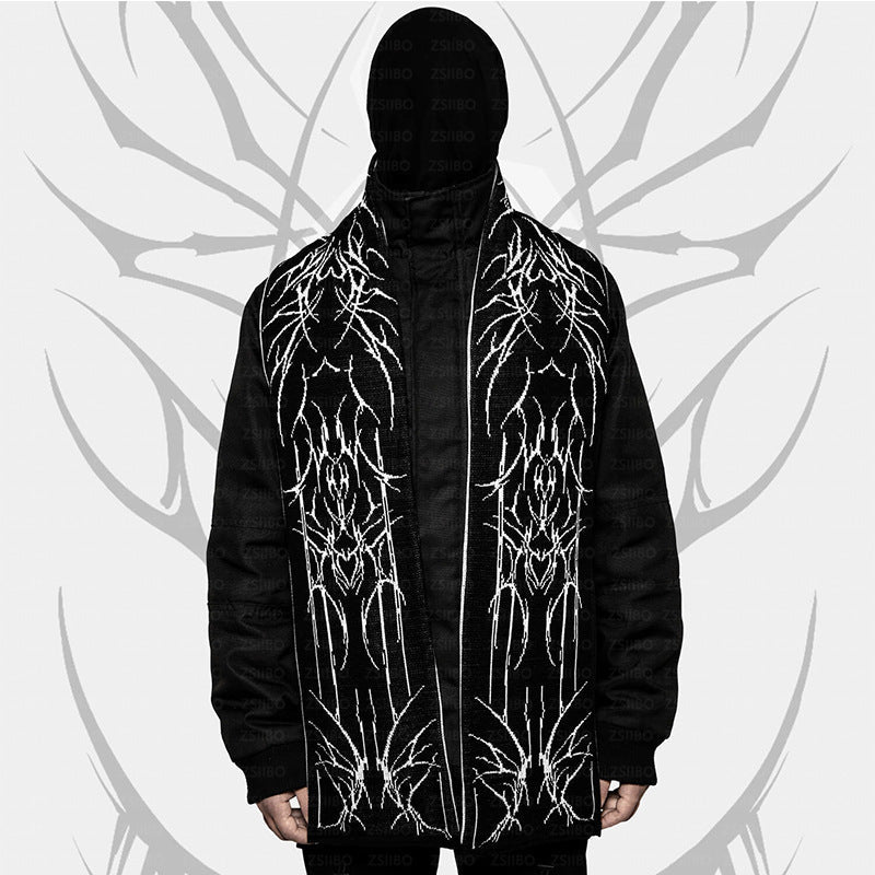 Dark Street Style Winter New Warm Scarf - Black / Above 175cm