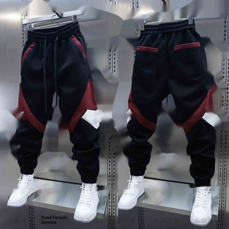 Color Matching Ankle-tied Track Sweatpants - Red / M