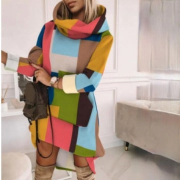 Women’s Long Sweater Color Matching Printed Street - Printed Color / S