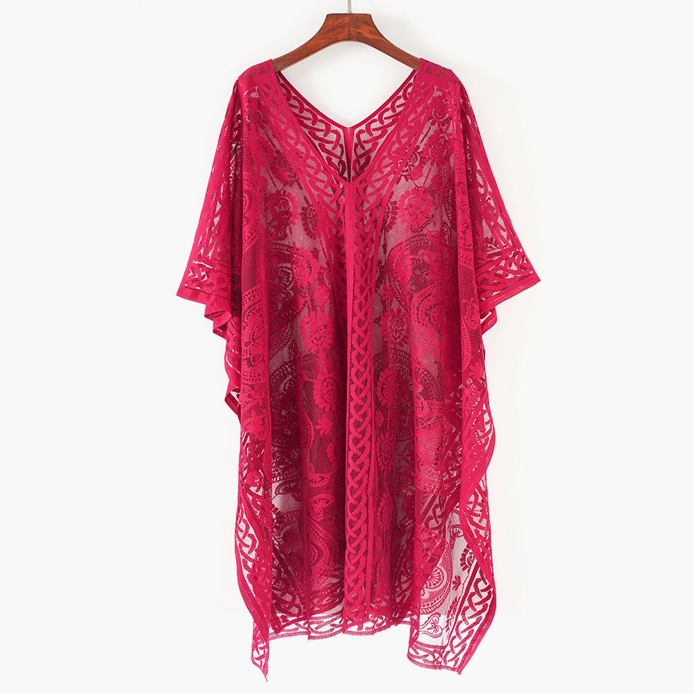 Pattern Ventilation High-grade Sense Sun Protection Shirt - Dark Pink / 95×106cm